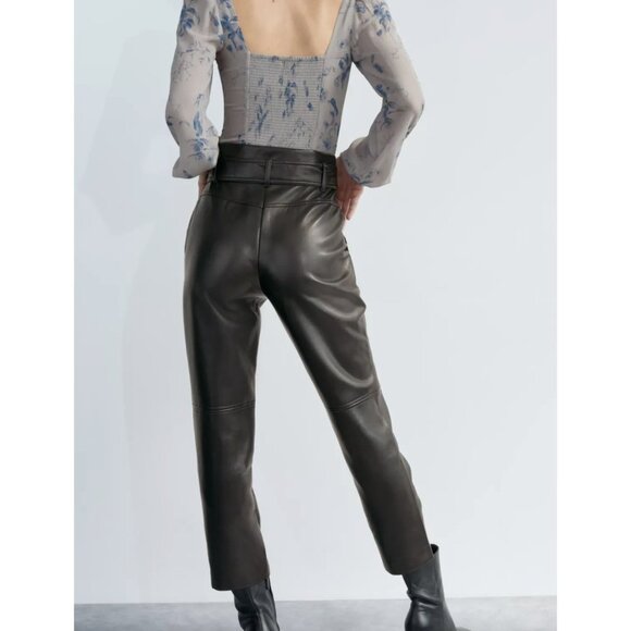 ARITZIA WILFRED High Tied Pant in Black Vegan Leather - Size US 00 (No belt) - Picture 2 of 16